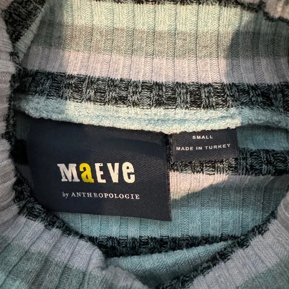 Maeve by Anthropology Blue Stripes Turtleneck